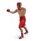 Athletic attractive man wearing boxing gloves on the white. 3D illustration