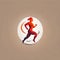 Athletic fitness app showing running person, logo icon in flat style