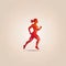 Athletic fitness app showing running person, logo icon in flat style
