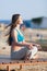 Athletic girl on beach