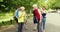 Athletic group running at the park