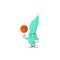 An athletic helicobacter pylory cartoon design style playing basketball
