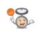 An athletic highlighter cartoon mascot design with basketball