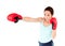 Athletic hispanic woman with boxing gloves