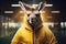 Athletic Kangaroo in Hoodie Posing in Gym, AI Generated