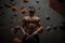 Athletic man using chalk before climbing in a bouldering gym