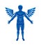 Athletic man vector illustration isolated on white. Guardian angel, Holy Spirit concept.