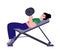 Athletic sport woman pushing dumbbells in gym flat vector illustration isolated.