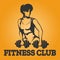 Athletic woman with dumbbells Fitness club emblem