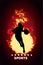 Athletic woman practicing basketball sport silhouette on fire