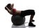 Athletic woman shake the press with fitness ball, sport portrait
