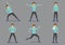 Athletic Woman in Tracksuit Exercising Vector Character Set