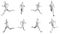 Athletic Young Man Running, multiple views (side, front, back), 360 degrees rotation