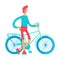 Athletic young man standing near bicycle semi flat color vector character