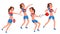 Athletics Female Player Vector. Playing In Different Poses. Woman. Athlete Isolated On White Cartoon Character