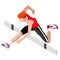 Athletics Hurdle Jumping Summer Games Icon Set.3D Isometric Athlete.Olympics Sporting Championship International Athletics