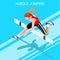 Athletics Hurdle Jumping Summer Games Icon Set.3D Isometric Athlete.Olympics Sporting Championship International Athletics
