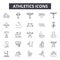 Athletics line icons for web and mobile design. Editable stroke signs. Athletics  outline concept illustrations