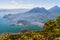 Atitlan lake in Guatemala, picture taken from San Pedro volcano. Volcano Toliman and Atitlan, village Santiago Atitla