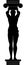 Atlant statue holding a column, black silhouette vector illustration, isolated on white background.