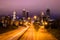 Atlanta city skyline and highway at night, Georgia, USA