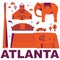 Atlanta culture travel set, American famous architectures, USA in flat design. Business travel and tourism concept clipart. Image