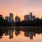 Atlanta Skyline from Piedmont Park\'s Lake Meer.