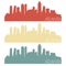 Atlanta Skyline Silhouette City Stamp Vector Color Vintage Set Logo Clip Art.