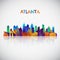 Atlanta skyline silhouette in colorful geometric style.