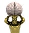 Atlante golden statue with big brain organ instead earth