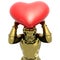 Atlante golden statue with big heart instead earth