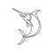 Atlantic Blue Marlin Jumping Up Continuous Line Drawing