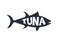 Atlantic bluefin tuna fish lettering inside silhouette. vector illustration Thunnus thynnus