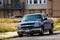 ATLANTIC CITY, NEW JERSEY - JUNE 18, 2019:   Blue pick up truck parked in Atlantic city on june 18, 2019