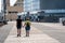 ATLANTIC CITY, NEW JERSEY - JUNE 18, 2019: Tourists walk on the  2.5 miles long boardwalk in Atlantic City