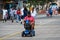 ATLANTIC CITY, NEW JERSEY - JUNE 18, 2019: Tourists walk on the  2.5 miles long boardwalk in Atlantic City