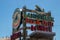 Atlantic City, New Jersey - May 24, 2019: Sign for the Landshark Bar & Grill across from the Resorts Hotel and Casino on the