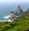 Atlantic coast view in cloudy weather, Portugal.