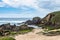 Atlantic ocean cliff coast Punta Frouxeira at Valdovino, La Coruna, Galicia in Spain