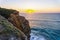 Atlantic ocean coast at sunset, Algarve, Portugal