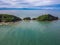 Atlantic ocean and Hills Brazil Ponta do Pai Vitorio Buzios, Rio de Janeiro, aerial drone photo