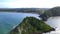 Atlantic ocean and Hills Brazil Ponta do Pai Vitorio Buzios, Rio de Janeiro, aerial drone video footage
