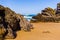Atlantic ocean rocky coastline near Arrifana. Vicentina Coast Natural Park