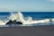 Atlantic ocean, strong waves, splashing, breaking on coast, rocks, volcanic island, Azores.