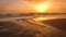 Atlantic ocean sunset with surging waves at Fonte da Telha beach, Portugal