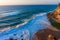 Atlantic ocean waves on sandy beach near Portugal small village Azenhas do Mar