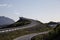 Atlantic road in Norway connecting small islands over summer fjord