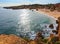 Atlantic rocky coast view Algarve, Portugal.