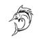 Atlantic Sailfish Jumping Cartoon Black and White