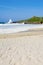 Atlantic sea breaks on Porthmeor beach, St. Ives.